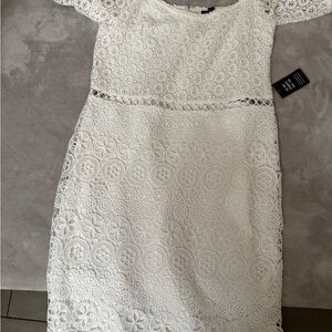 Express White Floral Lace Midi Dress